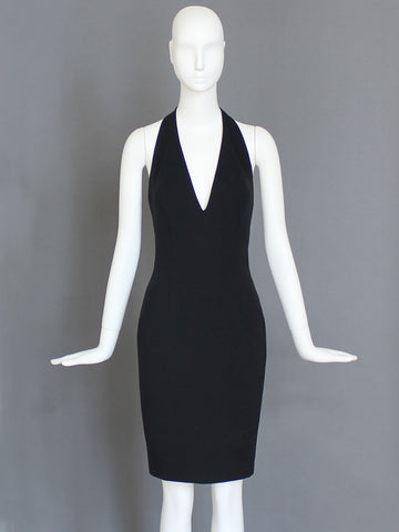 German Valdivia Black Jersey Halter Cocktail Dress